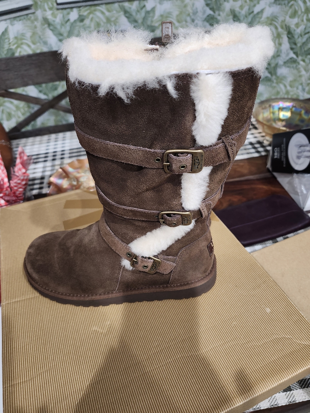 UGG Classic Brown Shearling-Lined Buckle Boot - Women's